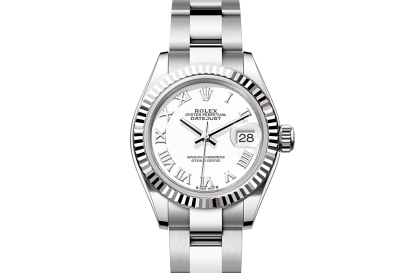 replica Rolex Lady-Datejust Oyster 28 mm Oystersteel and white gold White dial M279174-0020