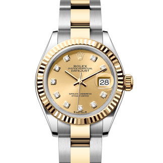 replica Rolex Lady-Datejust Oyster 28 mm Oystersteel and yellow gold Champagne-colour dial M279173-0012