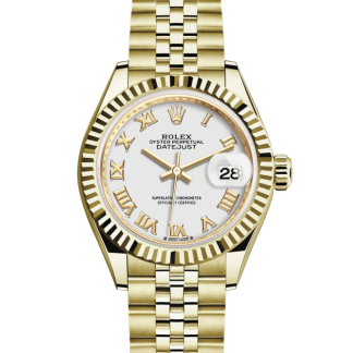 replica Rolex Lady-Datejust Oyster 28 mm yellow gold White dial M279178-0030