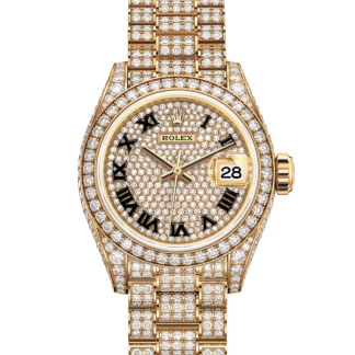 replica Rolex Lady-Datejust Oyster 28 mm yellow gold and diamonds Diamond-paved dial M279458RBR-0001