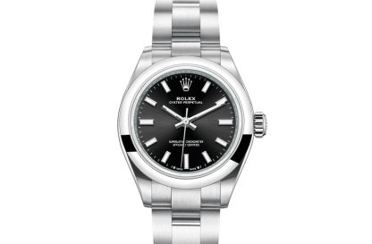 replica Rolex Oyster Perpetual 28 Oyster 28 mm Oystersteel Bright black dial M276200-0002