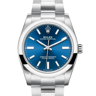 replica Rolex Oyster Perpetual 34 Oyster 34 mm Oystersteel Bright blue dial M124200-0003
