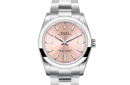 replica Rolex Oyster Perpetual 34 Oyster 34 mm Oystersteel Pink dial M124200-0004