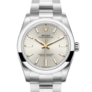 replica Rolex Oyster Perpetual 34 Oyster 34 mm Oystersteel Silver dial M124200-0001