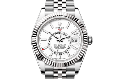 replica Rolex Sky-Dweller Oyster 42 mm Oystersteel and white gold Intense white dial M336934-0004