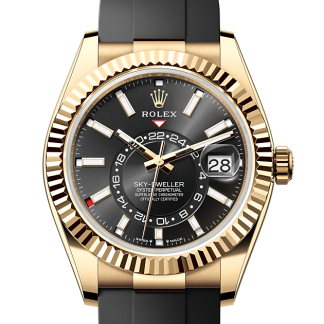 replica Rolex Sky-Dweller Oyster 42 mm yellow gold Bright black dial M336238-0002