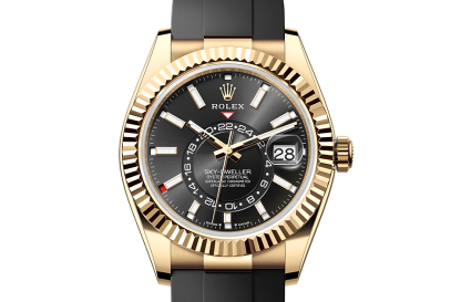 replica Rolex Sky-Dweller Oyster 42 mm yellow gold Bright black dial M336238-0002