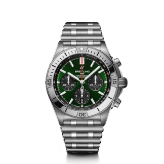 replica breitling Chronomat B01 42 Stainless steel Green AB0134101L1A1
