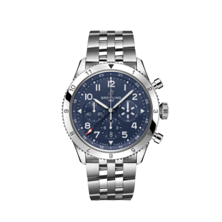 replica breitling Super AVI B04 Chronograph GMT 46 Tribute to Vought F4U Corsair Stainless steel Blue AB04451A1C1A1