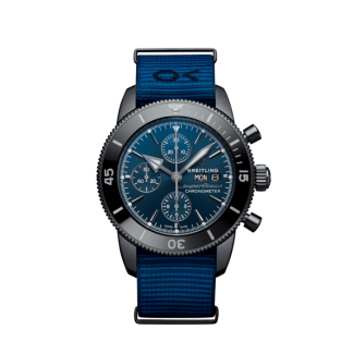 replica breitling Superocean Heritage Chronograph 44 Outerknown DLC-coated stainless steel Blue M133132A1C1W1