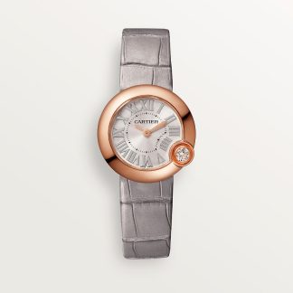 replica cartier Ballon Blanc de Cartier watch 26mm quartz movement rose gold diamond leather CRWGBL0004