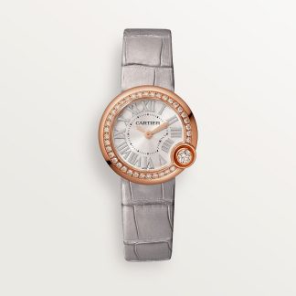 replica cartier Ballon Blanc de Cartier watch 26mm quartz movement rose gold diamonds leather CRWJBL0006