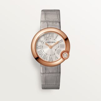 replica cartier Ballon Blanc de Cartier watch 30mm quartz movement rose gold diamond leather CRWGBL0005