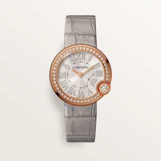replica cartier Ballon Blanc de Cartier watch 30mm quartz movement rose gold diamonds leather CRWJBL0008