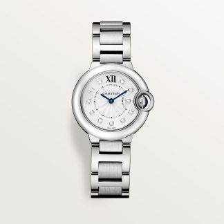 replica cartier Ballon Bleu de Cartier watch 28 mm quartz movement steel diamonds CRW4BB0029