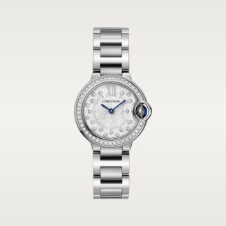 replica cartier Ballon Bleu de Cartier watch 28 mm quartz movement steel diamonds CRW4BB0034