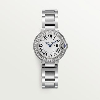 replica cartier Ballon Bleu de Cartier watch 28mm quartz movement steel diamonds CRW4BB0015