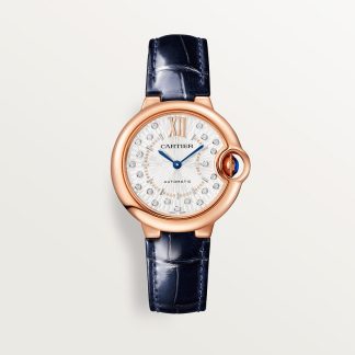 replica cartier Ballon Bleu de Cartier watch 33 mm rose gold diamonds leather CRWGBB0052