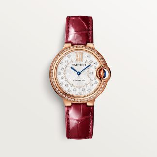 replica cartier Ballon Bleu de Cartier watch 33 mm rose gold diamonds leather CRWJBB0080