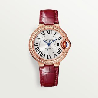 replica cartier Ballon Bleu de Cartier watch 33mm rose gold diamonds leather CRWJBB0033