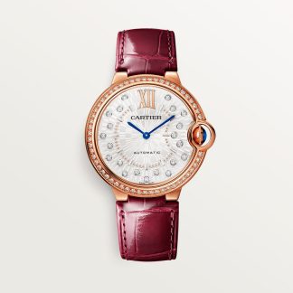 replica cartier Ballon Bleu de Cartier watch 36 mm rose gold diamonds leather CRWJBB0081