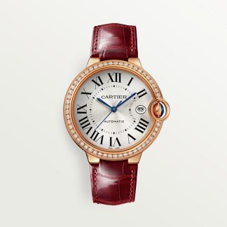 replica cartier Ballon Bleu de Cartier watch 40mm rose gold diamonds leather CRWJBB0056