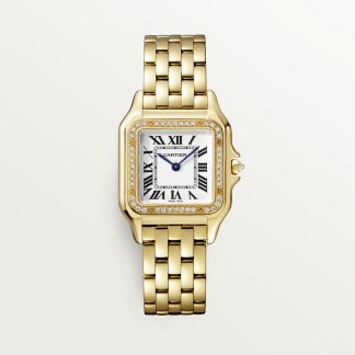 replica cartier Panthère de Cartier watch Medium model quartz movement yellow gold diamonds CRWJPN0016