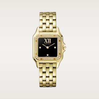 replica cartier Panthère de Cartier watch Medium model quartz movement yellow gold diamonds CRWJPN0044