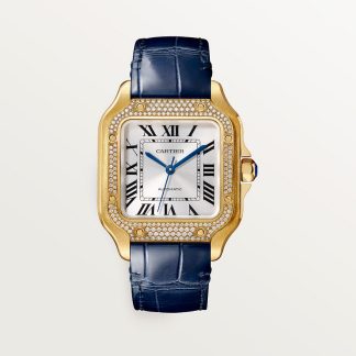 replica cartier Santos de Cartier watch Medium model yellow gold diamonds CRWJSA0013